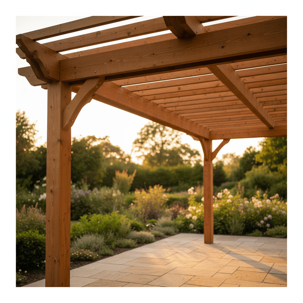 Completed pergola structure installed in outdoor space